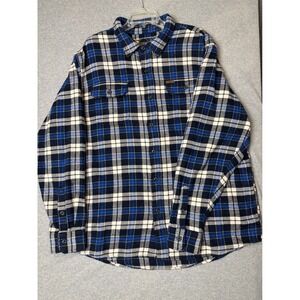 Orvis Mens XXL‎ Flannel Button Down Shirt Heavyweight Long Sleeve Pockets